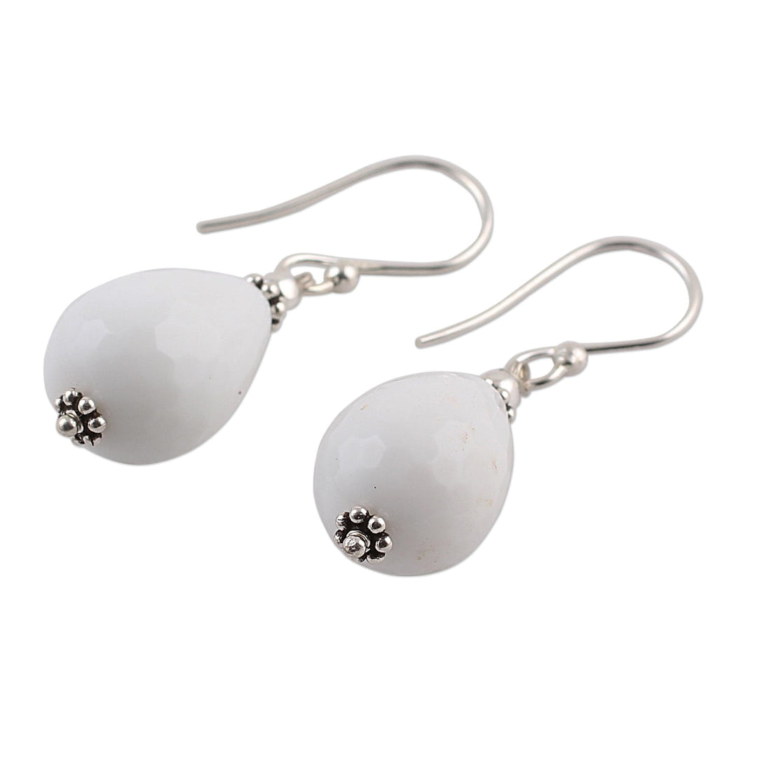 Sterling Silver and White Agate Dangle Earrings - Pure Wonder
