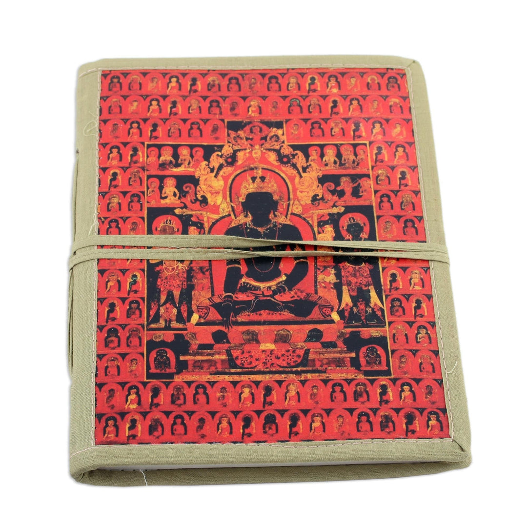 Buddha Themed Handmade Paper and Cotton Journal - Peaceful Existence