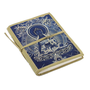 Unlined Handmade Paper Journal with Buddha Image - Buddha in Blue
