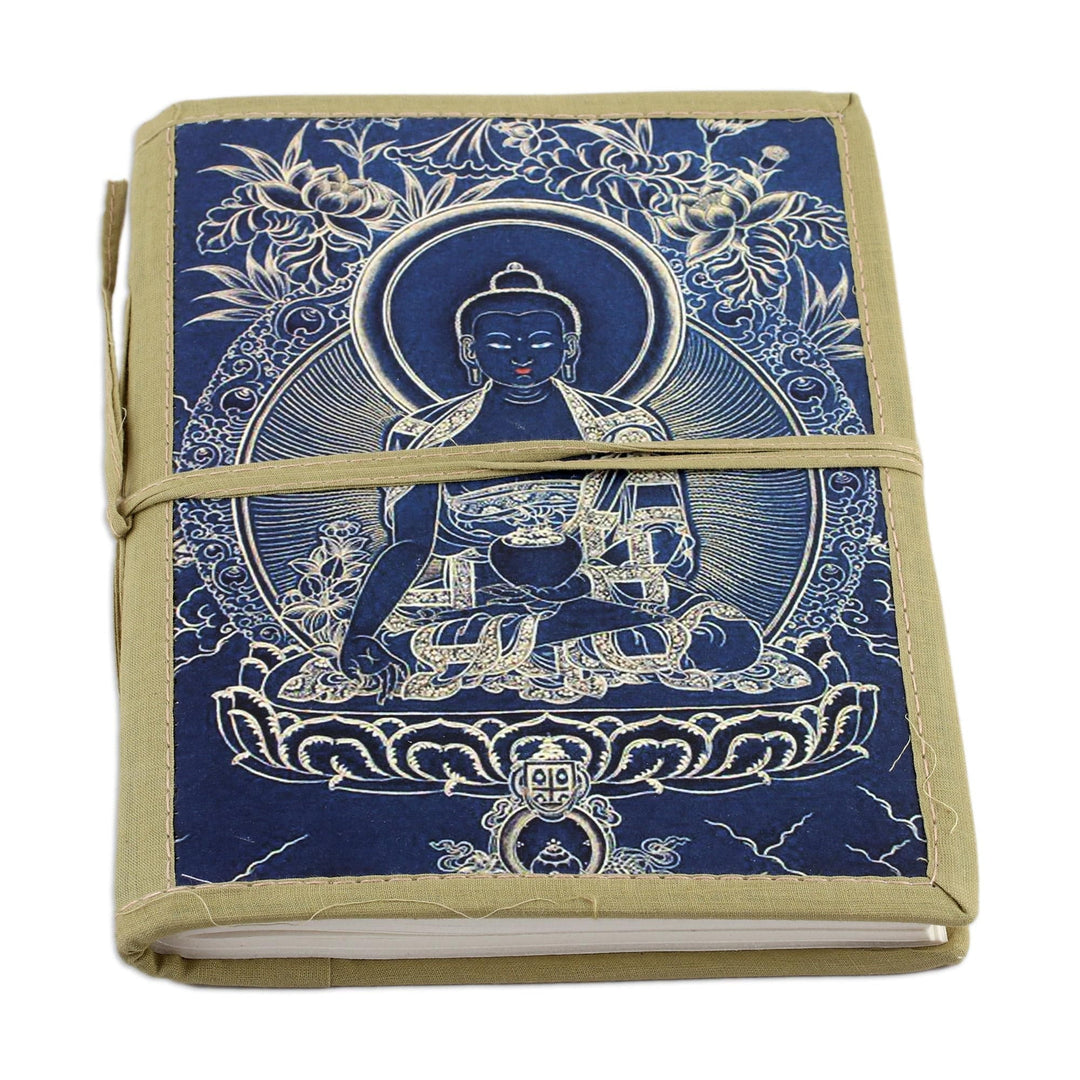 Unlined Handmade Paper Journal with Buddha Image - Buddha in Blue