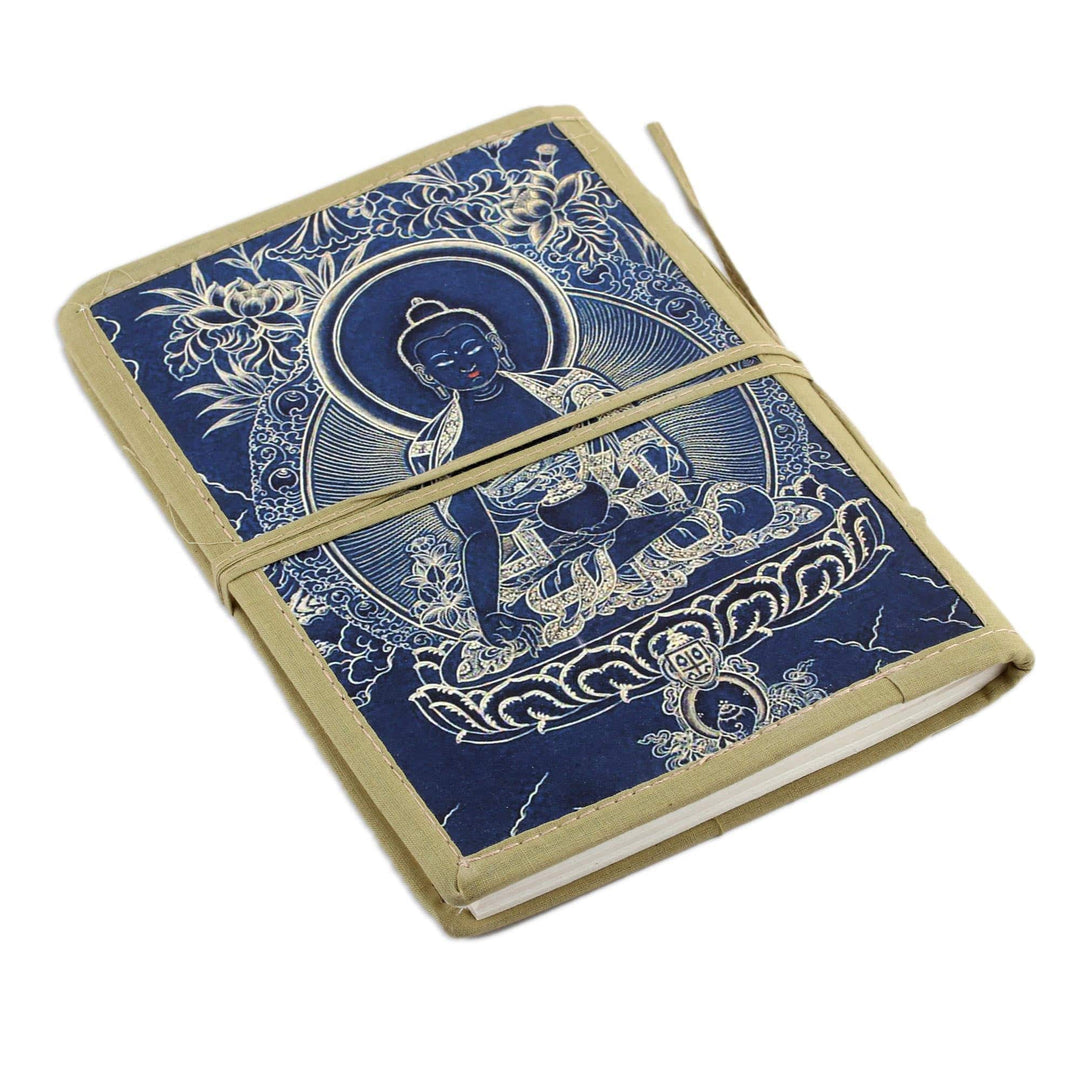 Unlined Handmade Paper Journal with Buddha Image - Buddha in Blue