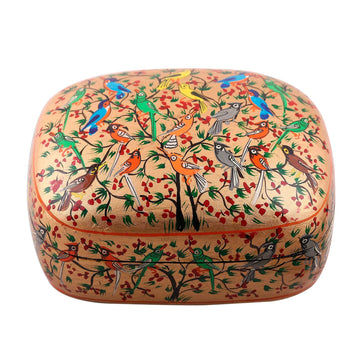Hand-Painted Colorful Singing Birds Wood Decorative Box - Birds in Harmony