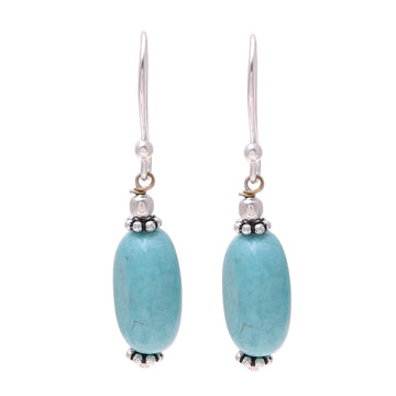 Sterling Silver and Recon Turquoise Dangle Earrings - Cloudless Sky