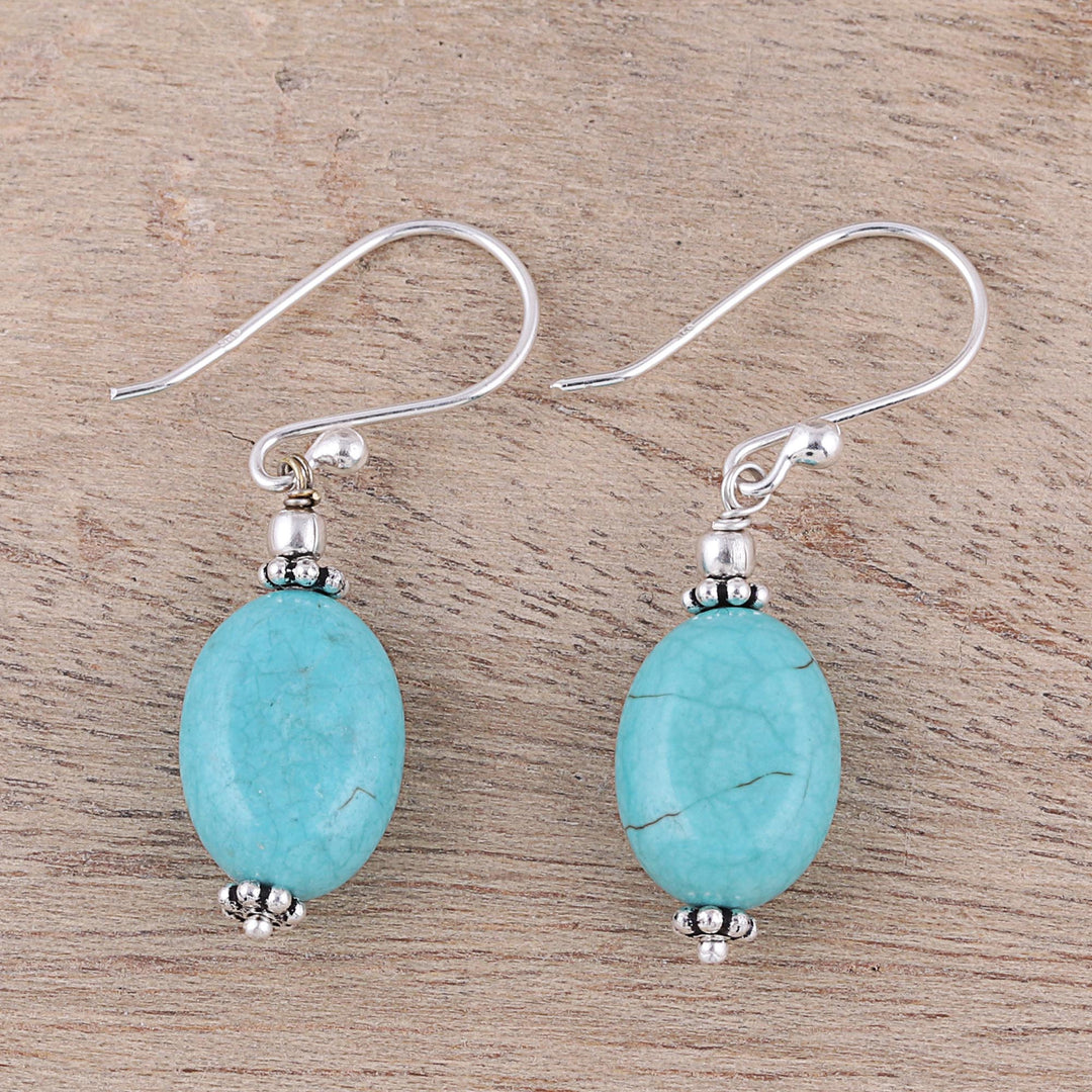 Sterling Silver and Recon Turquoise Dangle Earrings - Cloudless Sky