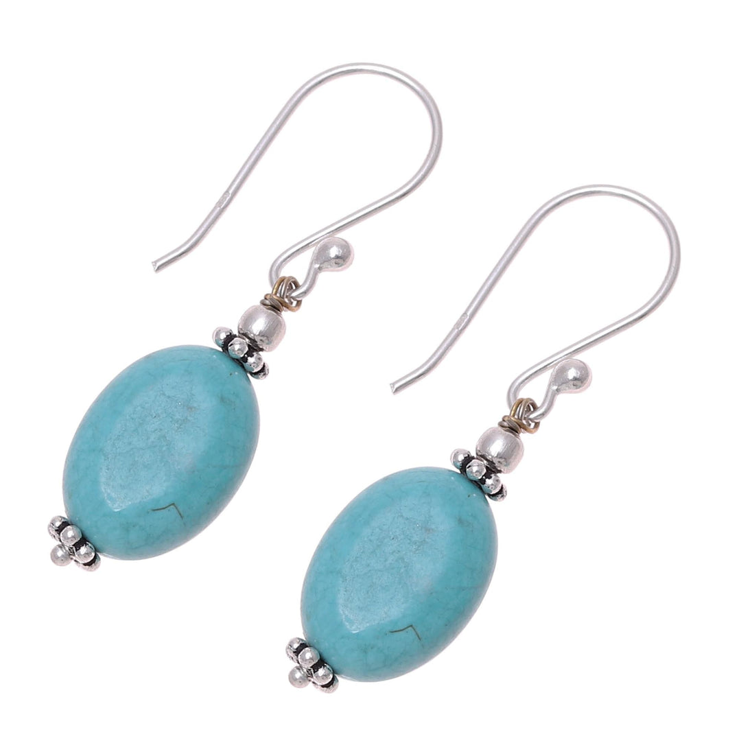 Sterling Silver and Recon Turquoise Dangle Earrings - Cloudless Sky