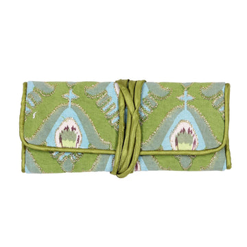 Light Olive Cotton Jewelry Roll Crafted in India - Light Olive Keeper