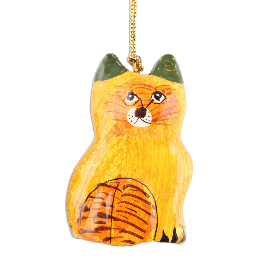 Papier Mache Ornaments - Set of 5 - Cute Kitty Cats