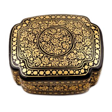 Hand Painted Black and Gold Decorative Box - Kashmir Night
