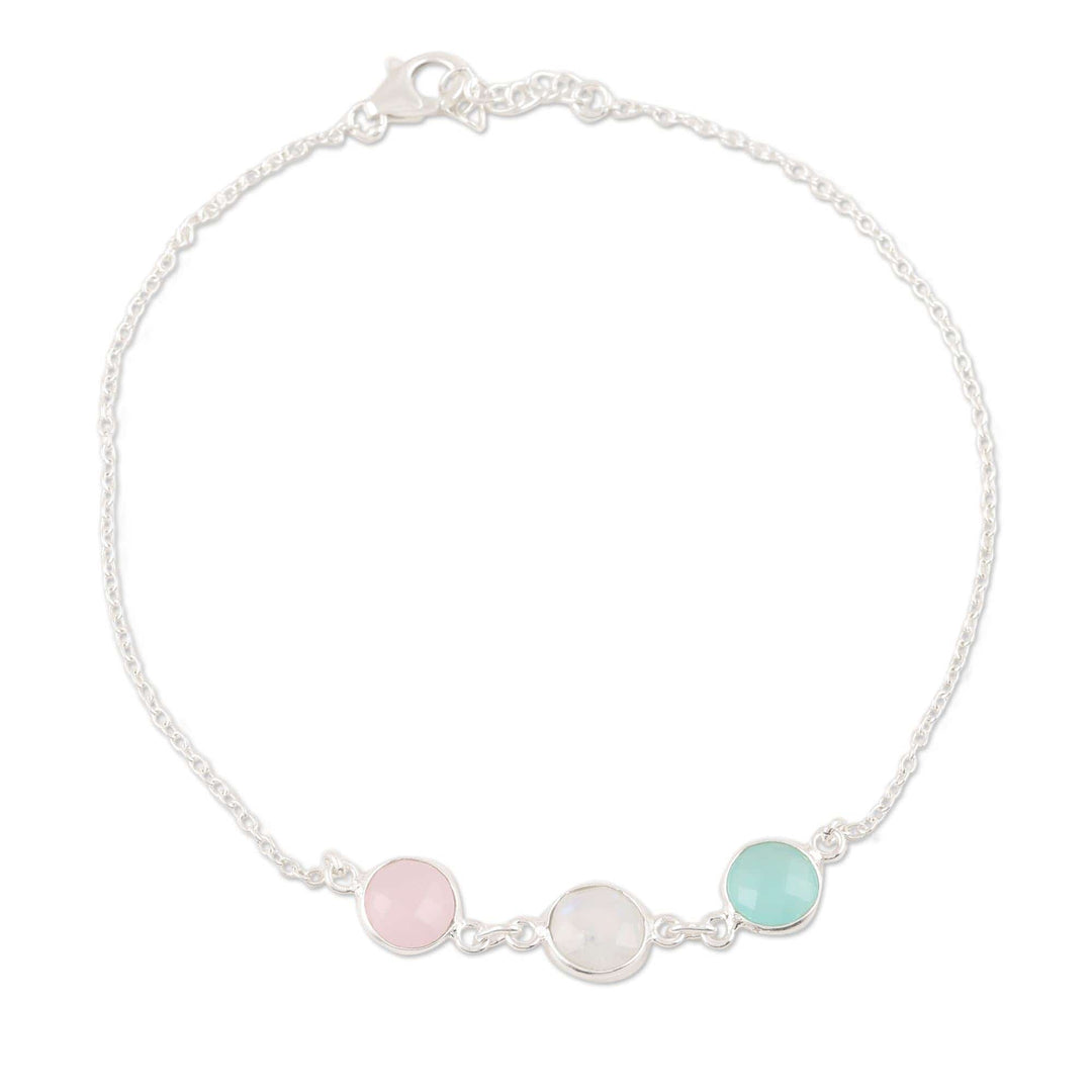 Chalcedony and Rose Quartz Anklet - Underwater Trio