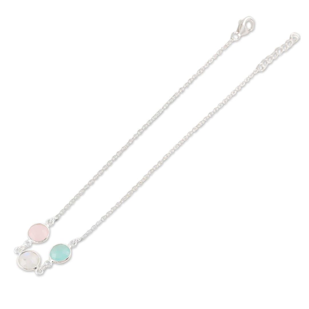 Chalcedony and Rose Quartz Anklet - Underwater Trio