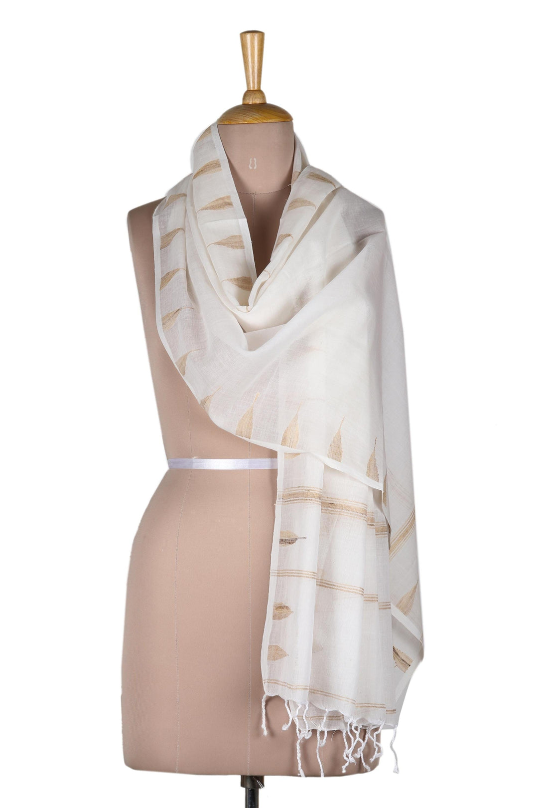 Hand Woven Cotton Muslin and Silk Shawl - Sandy Pyramids