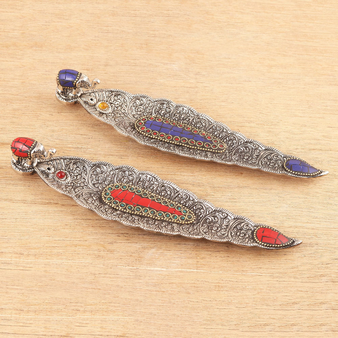 Elephant-Themed Aluminum Incense Holders (Pair) - Brilliant Elephant