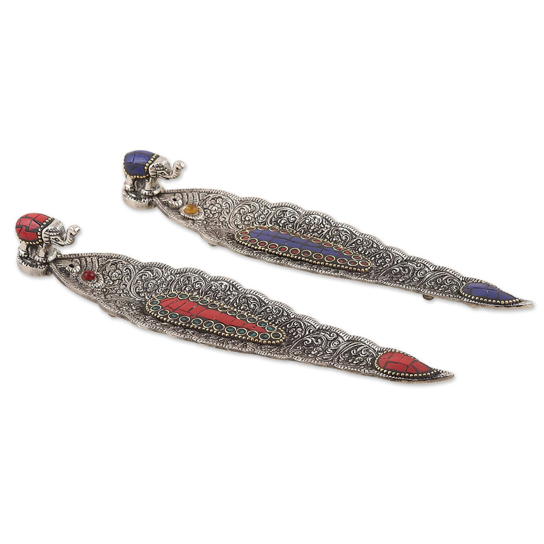 Elephant-Themed Aluminum Incense Holders (Pair) - Brilliant Elephant