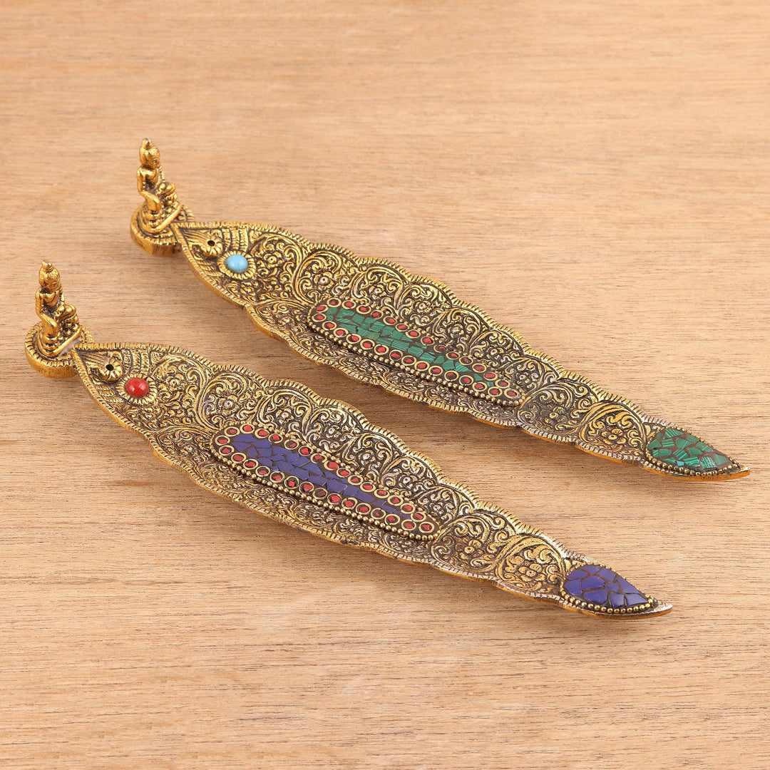Brass Incense Holders with Antique Finish (Pair) - Buddha's Nature