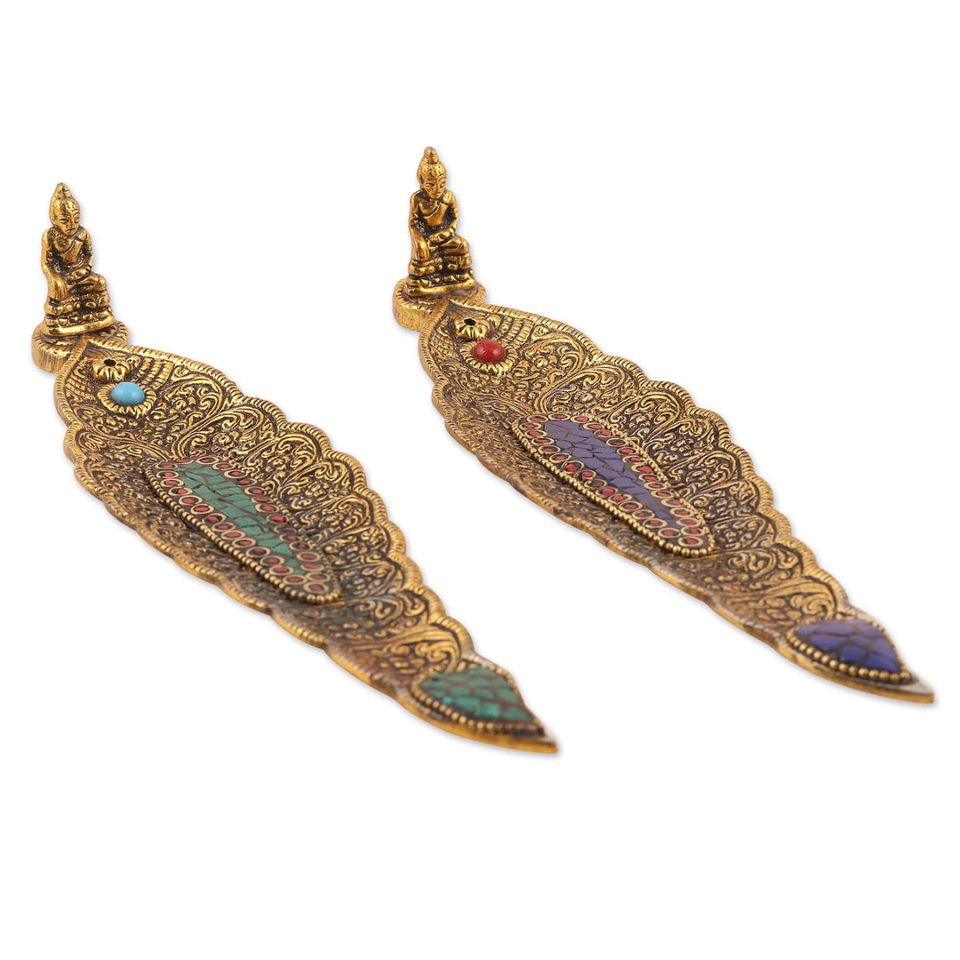 Brass Incense Holders with Antique Finish (Pair) - Buddha's Nature
