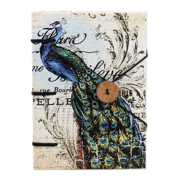 Handmade Paper Journal with Peacock Motif - Quill and Ink
