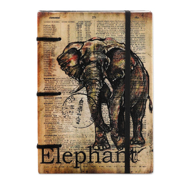 Cotton Bound Paper Journal with Elephant Motif - Great Minds