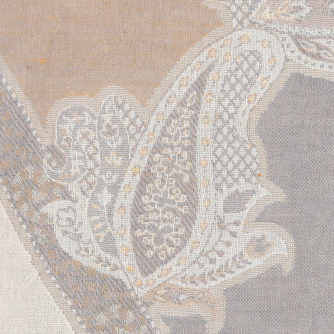 Cotton & Wool Shawl with Paisley Pattern Woven in India - Regal Charm