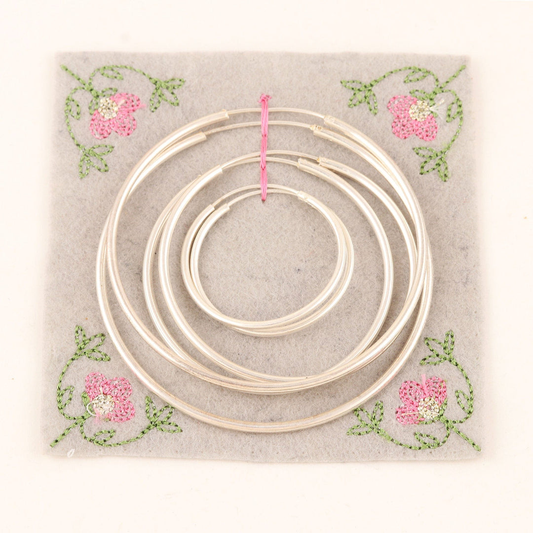 Set of 3 Sterling Silver Hoop Earrings Crafted in India - Looping Loops