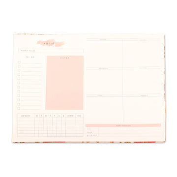 Cotton Weekly Planner with Recycled Paper and Floral Print - Florid Friends
