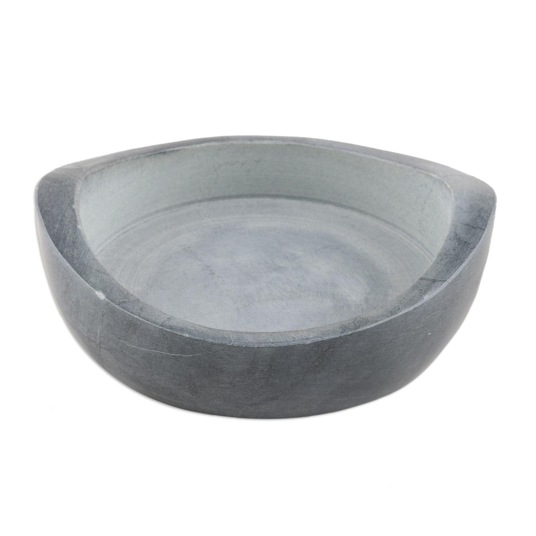 Bottle Coaster Handcrafted from Natural Soapstone in India - Grey Display