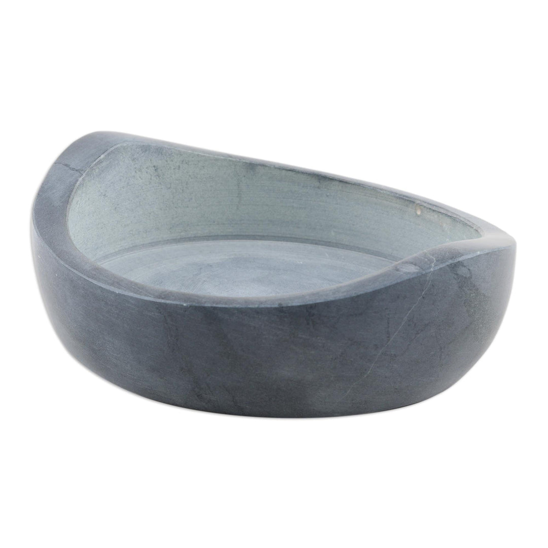 Bottle Coaster Handcrafted from Natural Soapstone in India - Grey Display