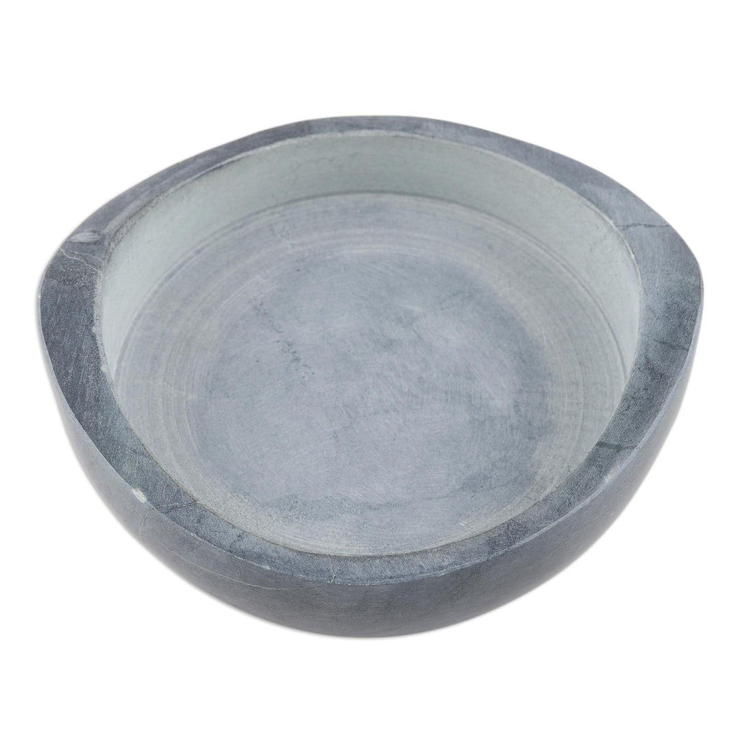 Bottle Coaster Handcrafted from Natural Soapstone in India - Grey Display