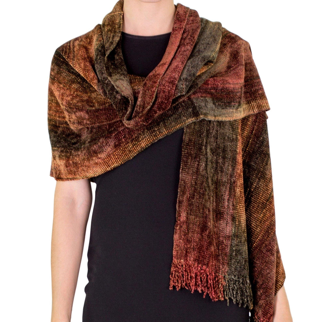 Unique Rayon from Bamboo Chenille Shawl - Volcano Land
