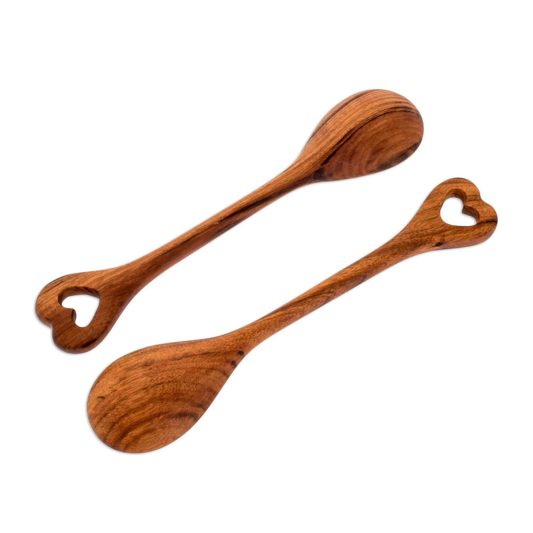 Hand Carved Guatemalan Wood Serving Spoons (Pair) - Heart of Maya