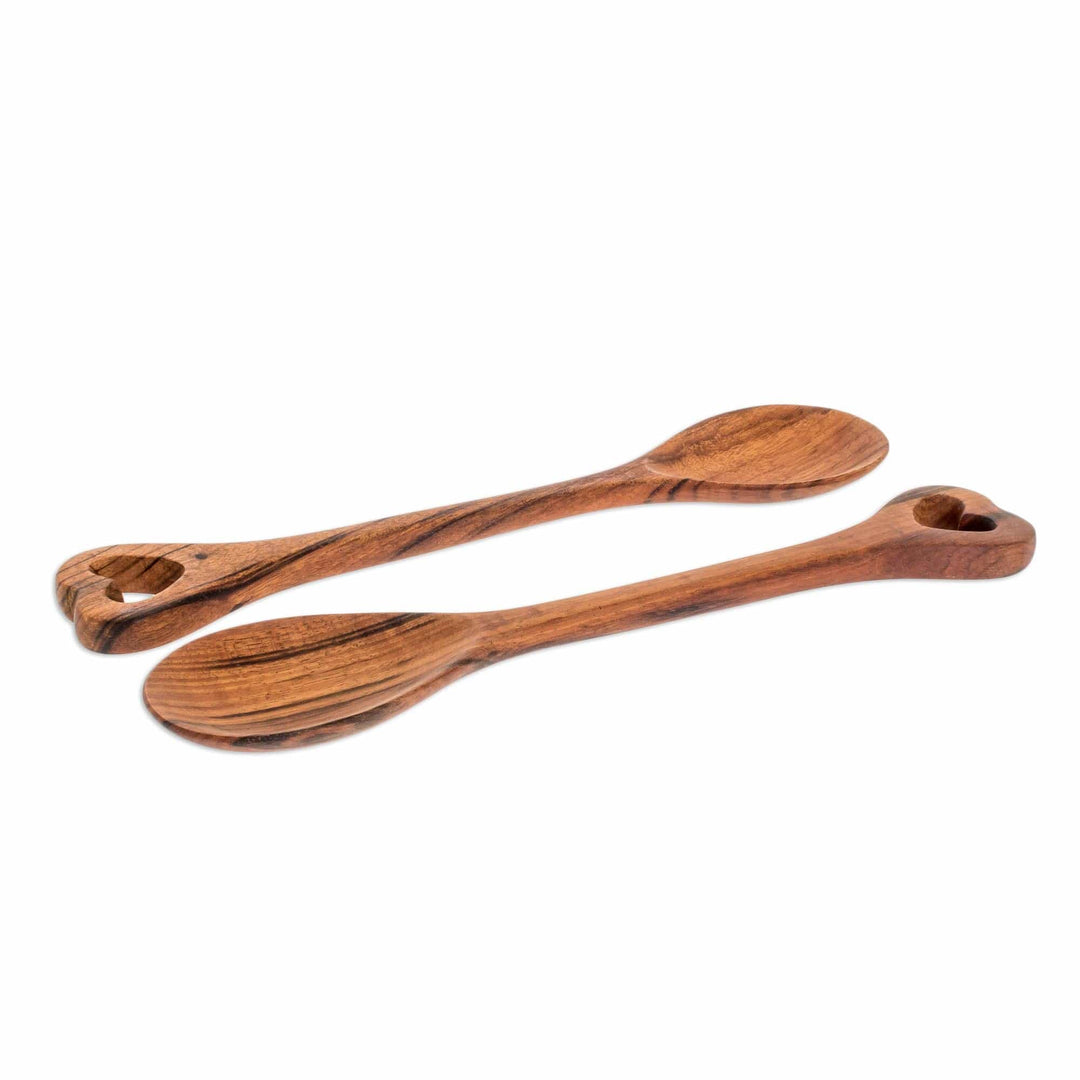 Hand Carved Guatemalan Wood Serving Spoons (Pair) - Heart of Maya