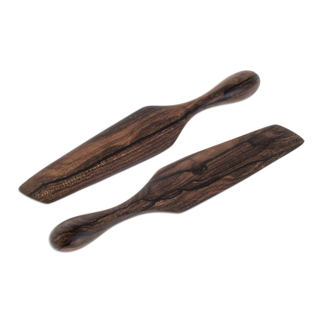 Collectible Wood Serving Utensil Kitchen Accessory (Pair) - Guatemalan Fry Up