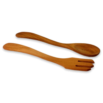 Artisan Handmade Salad Serving Spoon and Fork Set - Forest Song