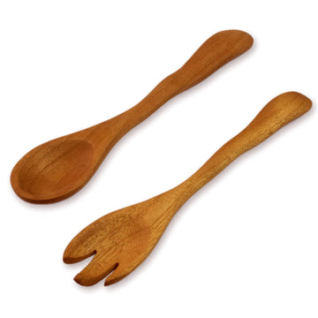 Collectible Wood Salad Serving Set - Forest Whisper