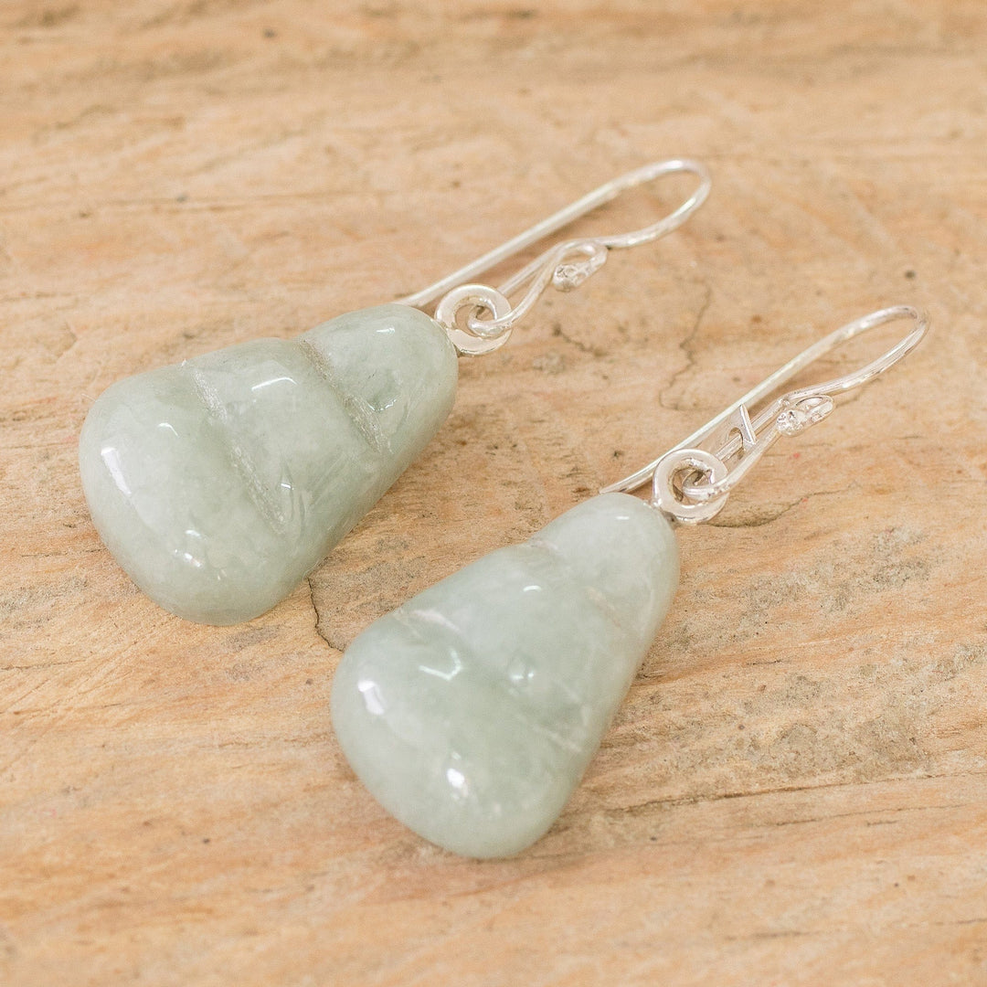 Hand Crafted Jade Dangle Earrings - Whirlwind