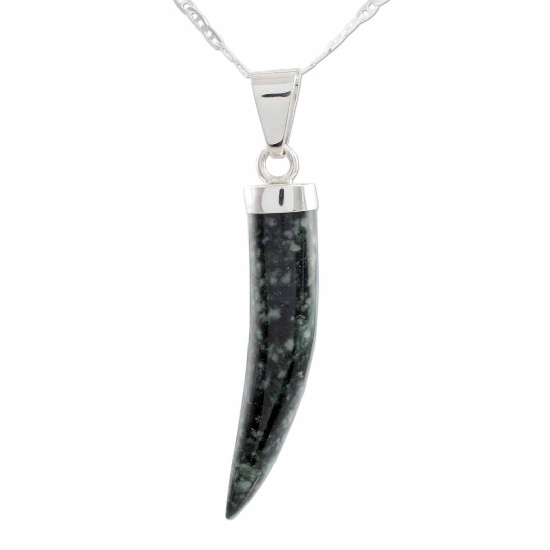 Men's Handcrafted Sterling Silver Pendant Jade Necklace - Invincible