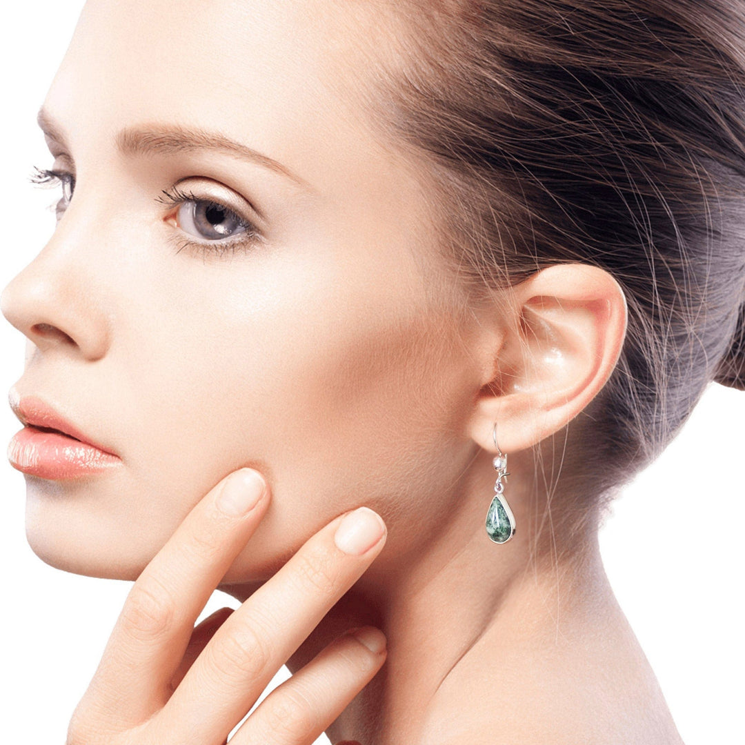 Fair Trade Sterling Silver Dangle Jade Earrings - Pale Green Tears