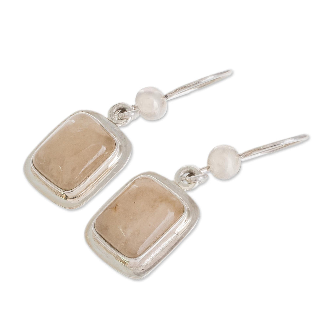 Artisan Crafted Orange Quartz and Silver Earrings - Maya Sunbeam