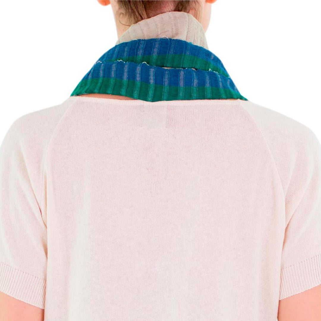 Green Beige Handcrafted Cotton Infinity Scarf - Verdant Comalapa Breeze