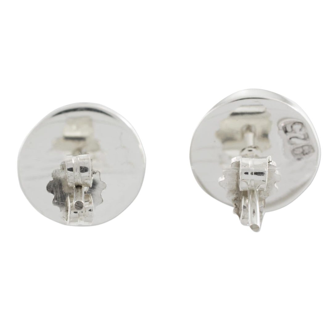 Dark Green Jade Earrings Sterling Silver Artisan Jewelry - Harmonious Peace