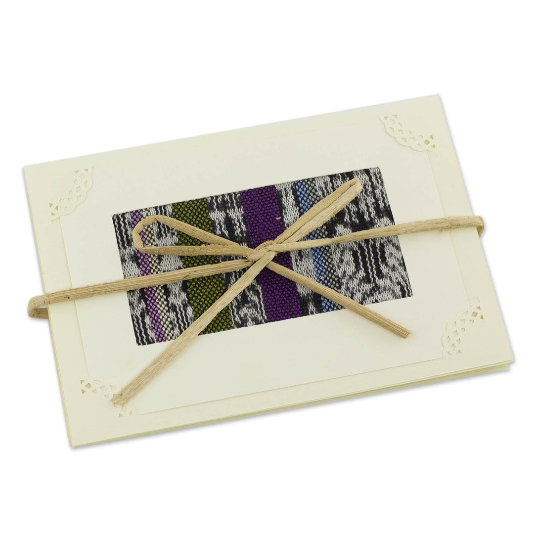 Maya Weavings Greeting Cards from Guatemala (Set of 4) - Maya Blues