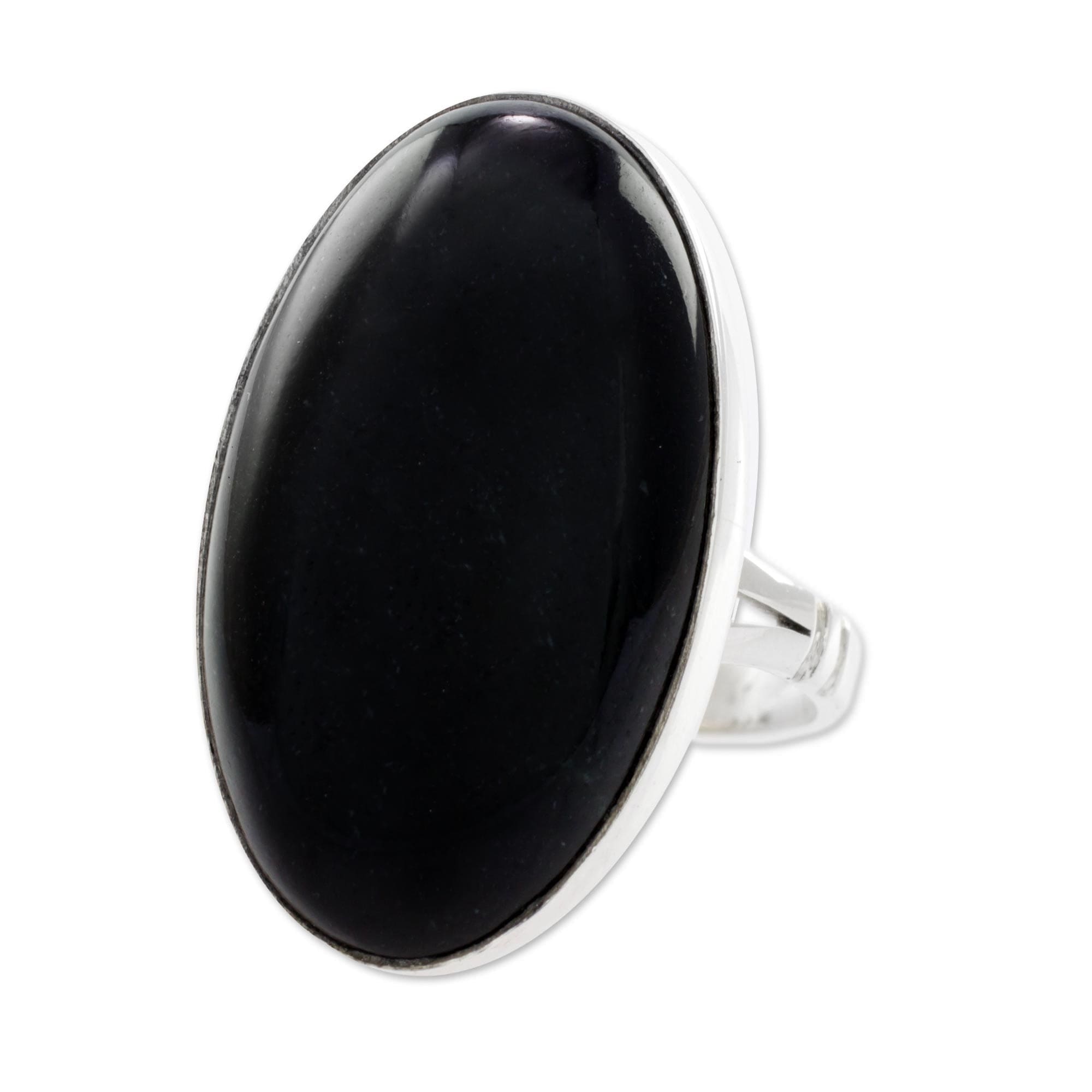 Cocktail ring Jade, black spinel and enamel panda popular ring