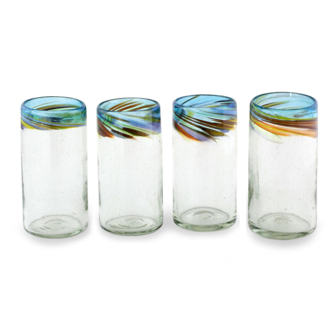 Handblown Recycled Glass Drinkware (12 oz, Set of 4) - Aurora