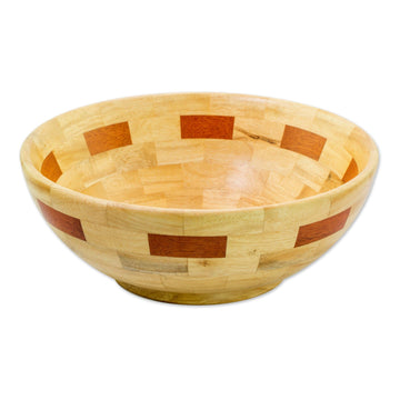 Mahogany and Palo Blanco Wood Bowl Crafted by Hand - Segments