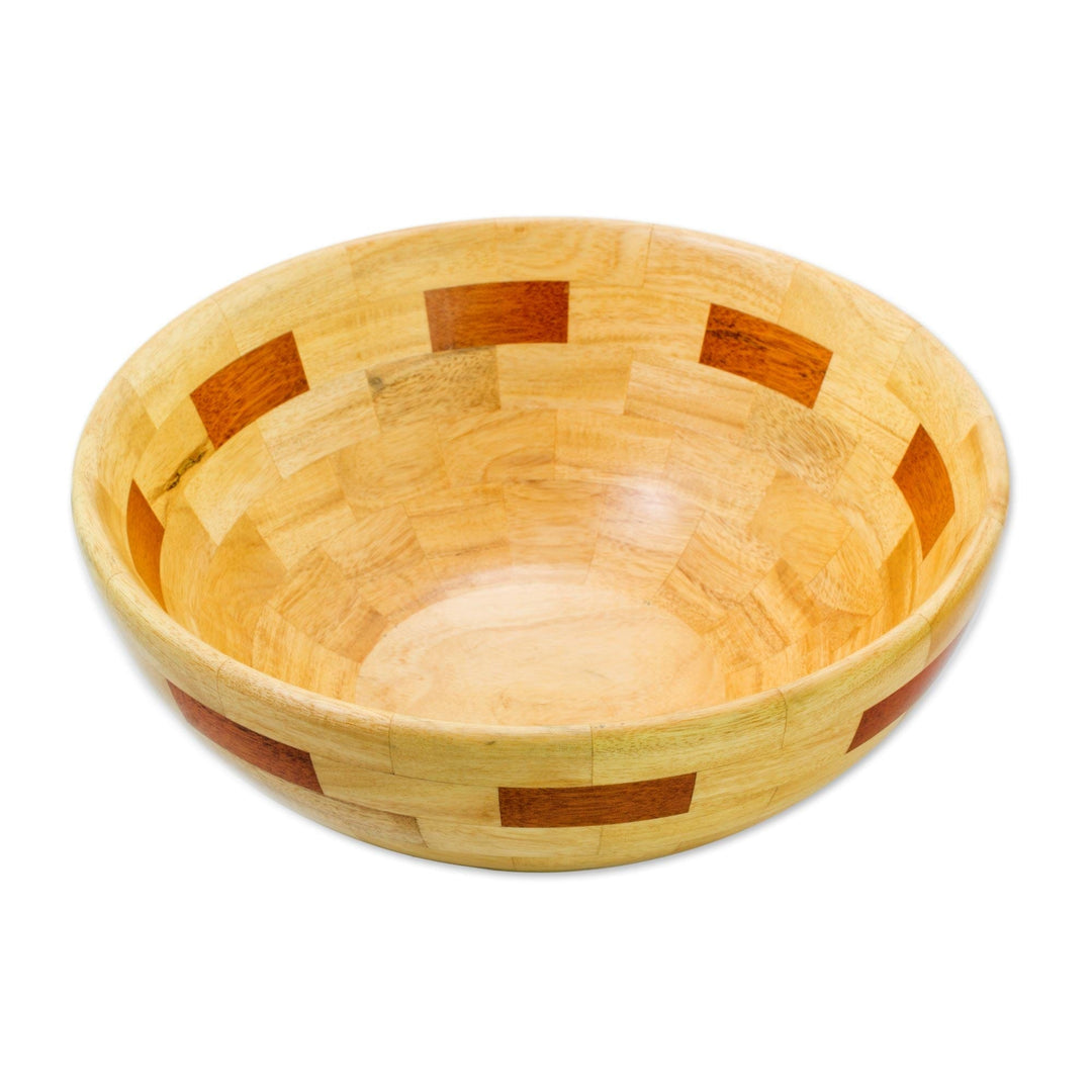 Mahogany and Palo Blanco Wood Bowl Crafted by Hand - Segments