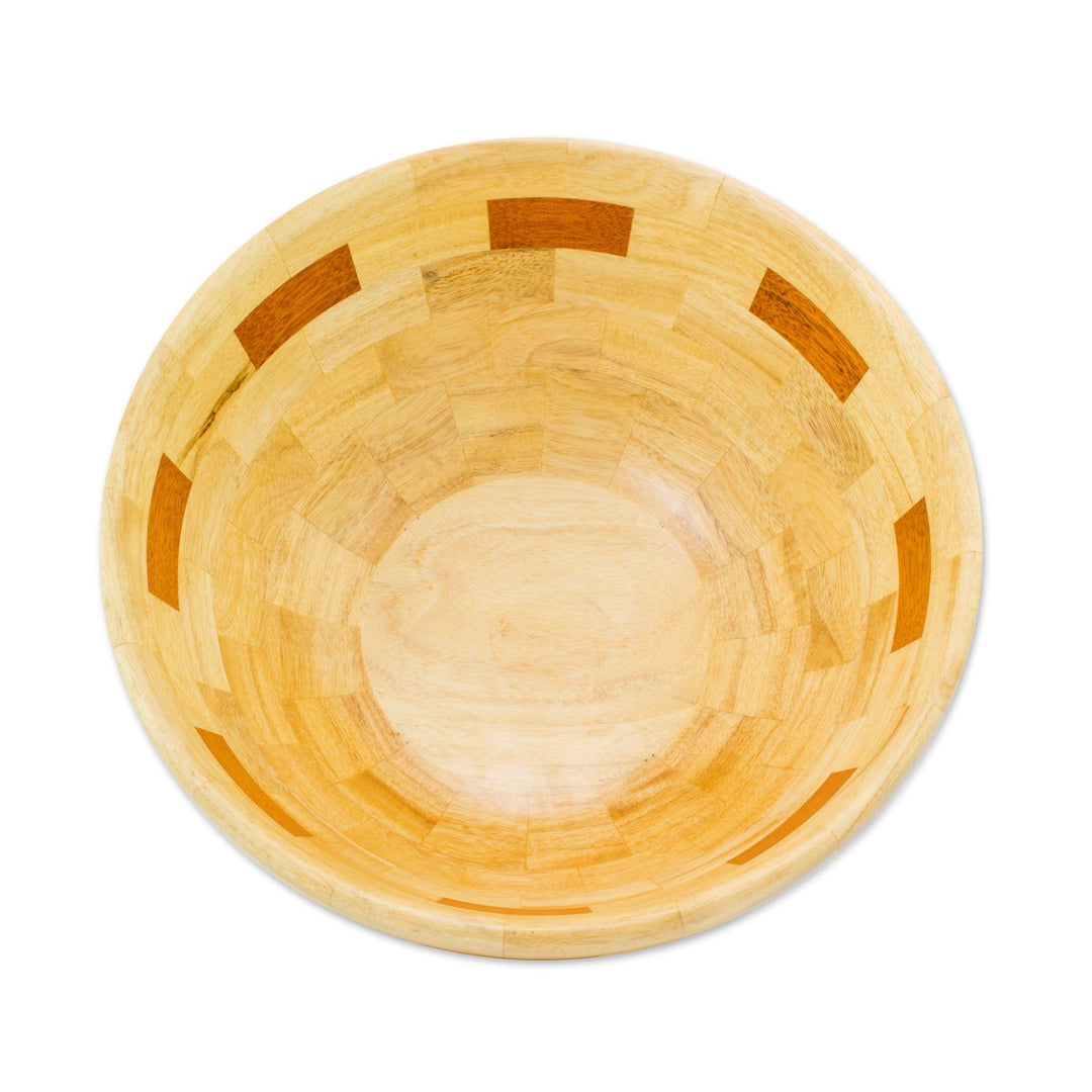 Mahogany and Palo Blanco Wood Bowl Crafted by Hand - Segments