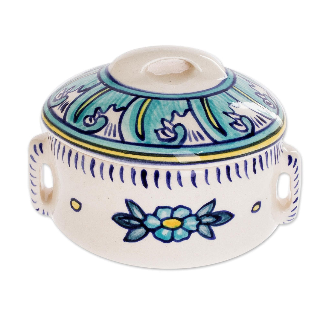 Floral Ceramic Soup Bowl with Lid - Bermuda