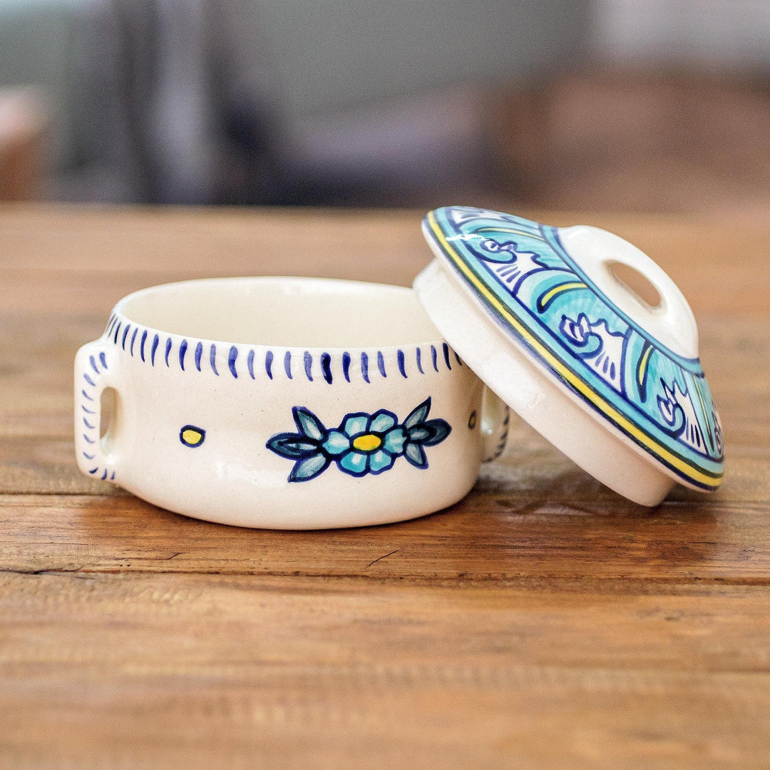 Floral Ceramic Soup Bowl with Lid - Bermuda