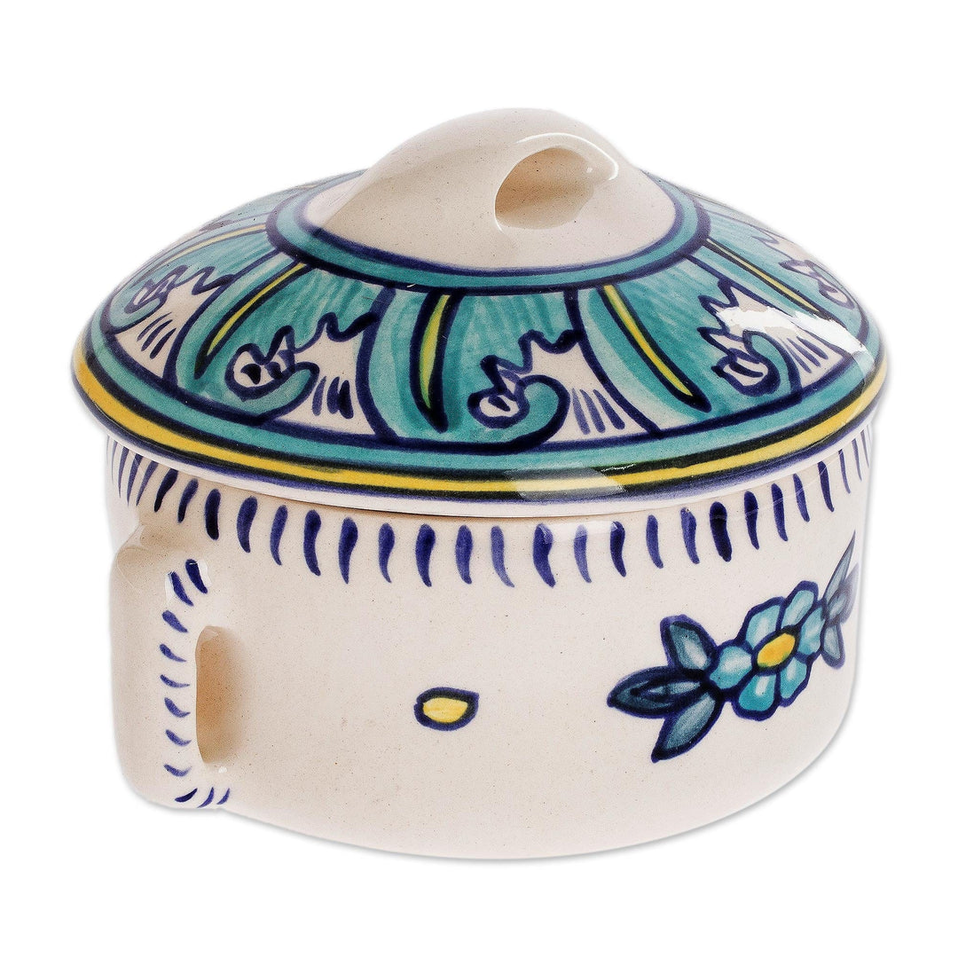Floral Ceramic Soup Bowl with Lid - Bermuda