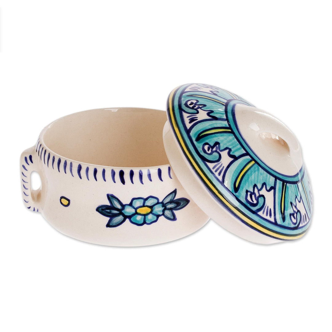 Floral Ceramic Soup Bowl with Lid - Bermuda