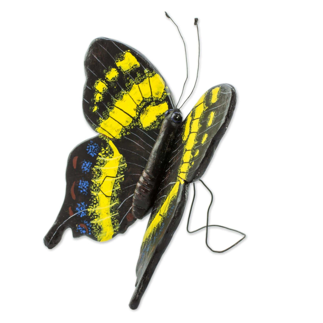 Handcrafted Ceramic Yellow Swallowtail Butterfly Sculpture - Yellow Swallowtail Butterfly